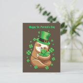 Happy St. Patrick's Day Sloth briefkaart (Staand voorkant)