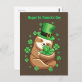 Happy St. Patrick's Day Sloth briefkaart (Voorkant / Achterkant)