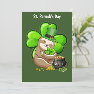 Happy St. Patrick's Day Sloth flat groetng card Kaart