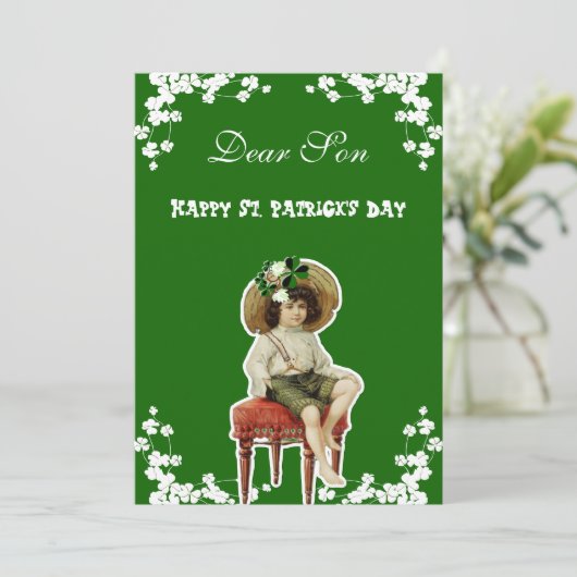 Happy St. Patricks Day Son, kleinson Irish Feestdagenkaart (Staand voorkant)