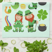 Happy St. Patrick's Day-symbolen en -tekens Theedoek (Gevouwen)