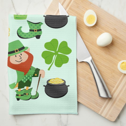 Happy St. Patrick's Day-symbolen en -tekens Theedoek (Quarter Fold)