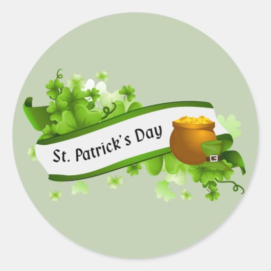 Happy St. Patrick's Day tekst en pot goud Ronde Sticker (Voorkant)