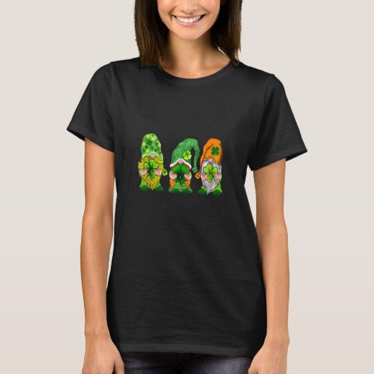 Happy St Patrick's Day Three Gnomes Shamrock T-shirt (Voorkant)