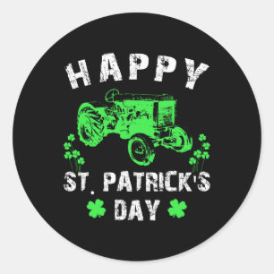 Happy St Patrick's Day Tractor Funny Peuter Boys Ronde Sticker