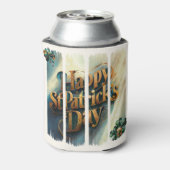 Happy St. Patrick's Day Vertical Brushstroke Blikjeskoeler (Blikje Achterkant)