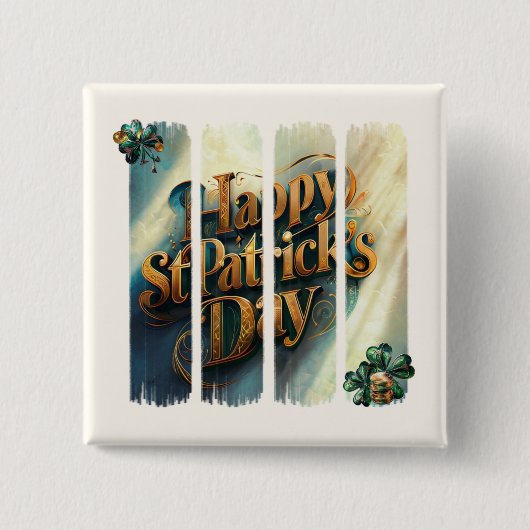Happy St Patrick's Day Vertical Brushstroke Button (Voorkant)