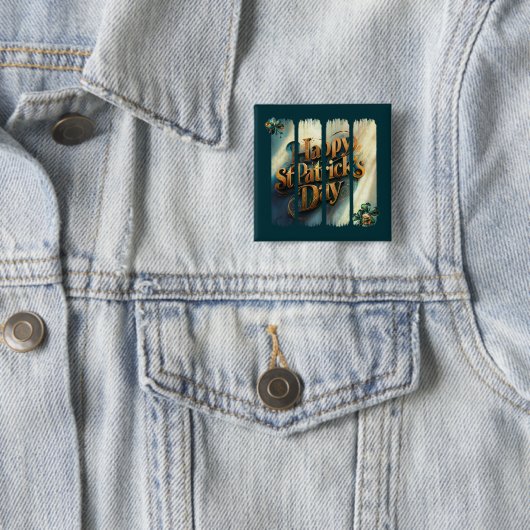 Happy St Patrick's Day Vertical Brushstroke Button (In situ)