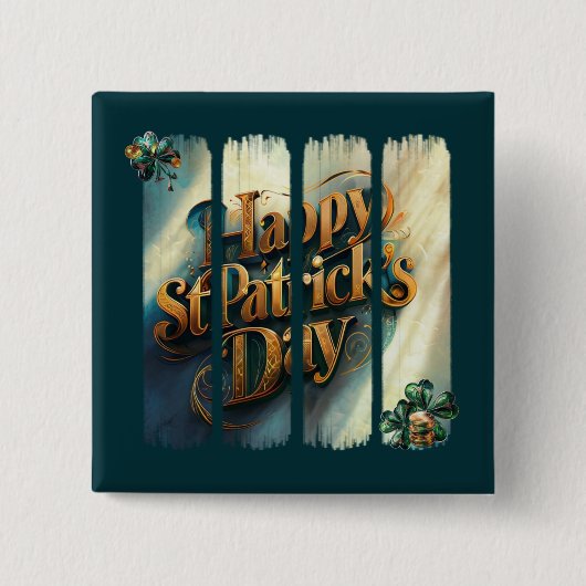 Happy St Patrick's Day Vertical Brushstroke Button (Voorkant)