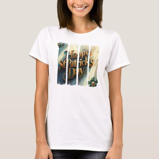 Happy St. Patrick's Day Vertical Brushstroke T-shirt (Voorkant)