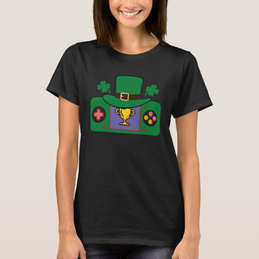 Happy St Patricks Day Video Game Controller Irish T-shirt (Voorkant)
