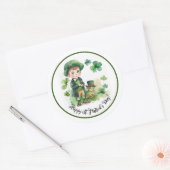 Happy St.Patrick's Day Waterverf Little Irish Boy Ronde Sticker (Envelop)