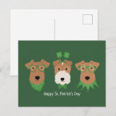 Happy St Patricks Day Welsh Wire Fox Terrier Honde Briefkaart (Voorkant / Achterkant)