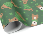 Happy St Patricks Day Welsh Wire Fox Terrier Honde Cadeaupapier (Rol Hoek)