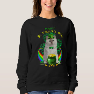 Happy St Patricks Day White Cat Leprechaun Pet Sha Trui