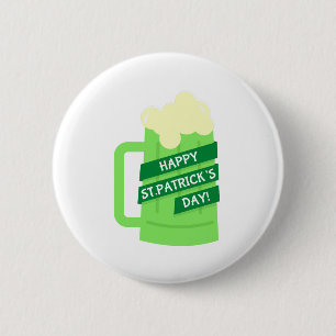 happy st patricks green beer ronde button 5,7 cm
