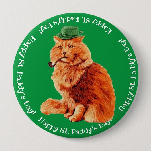 Happy St. Patrick's Lucky Cat Button (Voorkant)