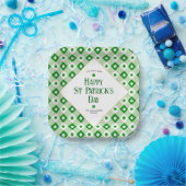 Happy St Patrick's Oranje Green Clover Pset Name Papieren Bordje (Feest)