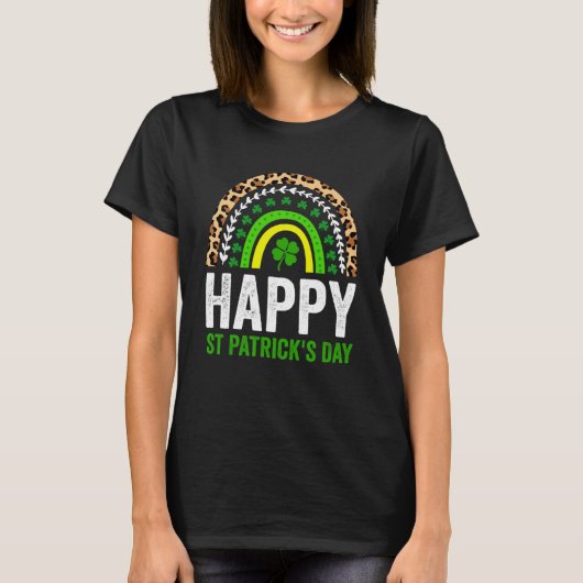Happy St Saint Patrick's Day Regenboog Meisjes Kin T-shirt (Voorkant)
