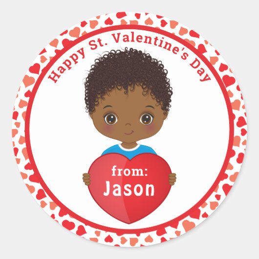 Happy St. Valentijn African American Boy Sticker (Voorkant)