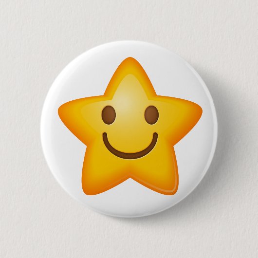 Happy Star Emoji Ronde Button 5,7 Cm (Voorkant)