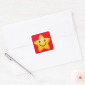 Happy Star Emoji Vierkante Sticker (Envelop)