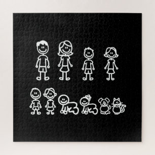 Happy Stick Figuur Familie Kunst Puzzel