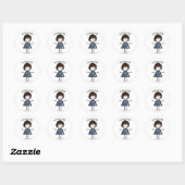 Happy Stick Girl met Sneakers Ronde Sticker (Vel)