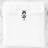 Happy Stick Girl met Sneakers Ronde Sticker (Tas)