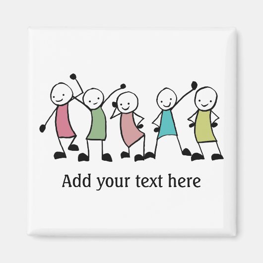 Happy Stick People Friends Personalized Magneet (Voorkant)