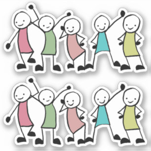 Happy Stick People Friends Sticker