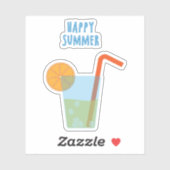 Happy Sticker À Contour Été Avec Un Cocktail (Feuille)