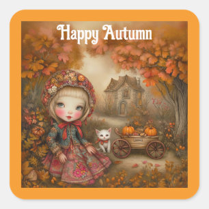 Happy Sticker Carré Automne
