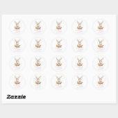 Happy Sticker Classic Round Bunny de Pâques mignon (Feuille)