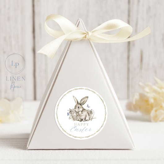 Happy Sticker Lapin de Pâques Gold Cercle Frame