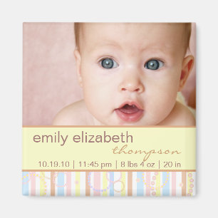 Happy Stippen & Stripes Baby Photo Magnet Magneet