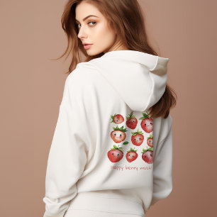 Happy Strawberry Hoodie Vrouwen   Schattigee hoodi