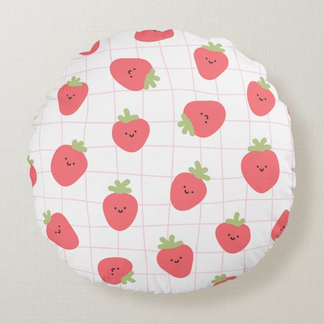 Happy Straws Rond Kussen (Voorkant)