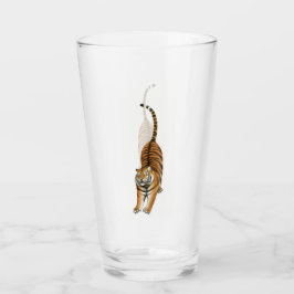 Happy Stretching Tiger Glass Tumbler