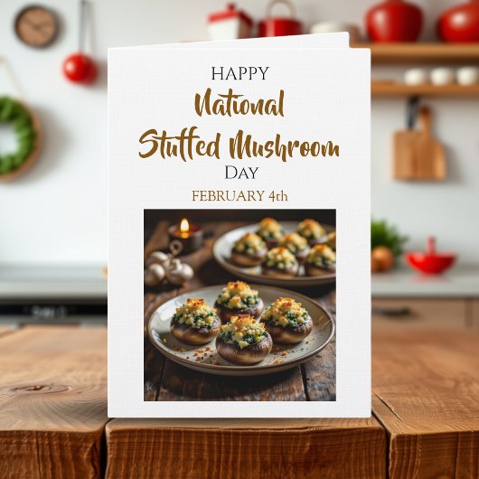 Happy Stuffed Mushroom Day | February 4th Kaart