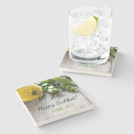 Happy Sukkot English Hebrew Sukkah Decoration Stenen Onderzetter