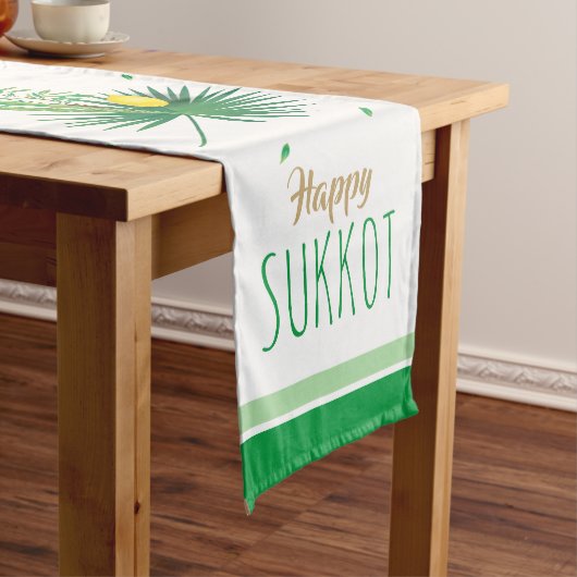 Happy Sukkot Lulav en Etrog Waterverf Pattern Medium Tafelloper (Voorbeeld)