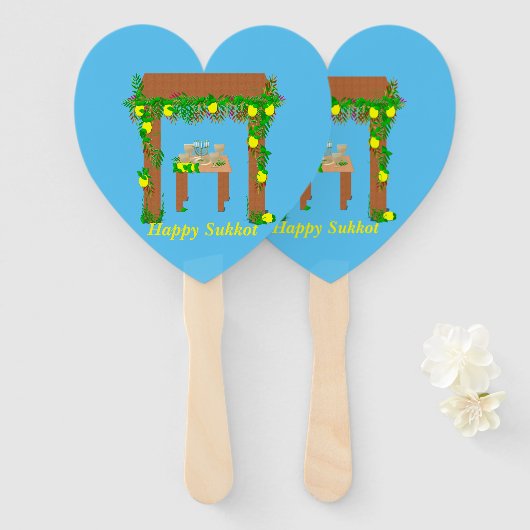 Happy Sukkot, persoonlijk Handwaaier (Voorkant en achterkant)