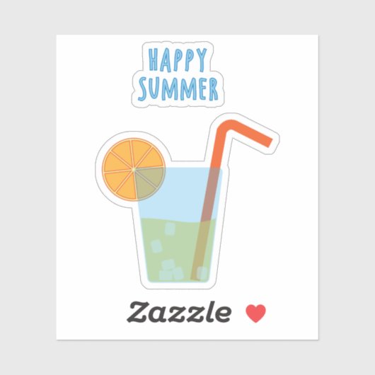 Happy Summer Contour Sticker met een cocktail (Vel)