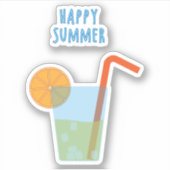 Happy Summer Contour Sticker met een cocktail (Voorkant)