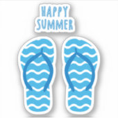 Happy Summer Contour Sticker met Teenslippers (Voorkant)