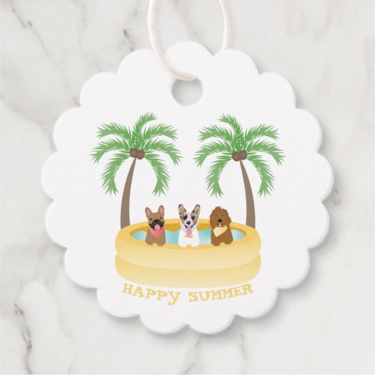 Happy Summer Dogs zwemmen Bedankjes Labels (Voorkant)