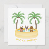 Happy Summer Dogs zwemmen Kaart (Voorkant)