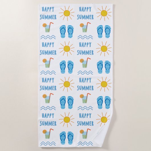 Happy Summer Pattern Beach Towel Strandlaken (Voorkant)