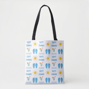Happy Summer Pattern Canvas tas